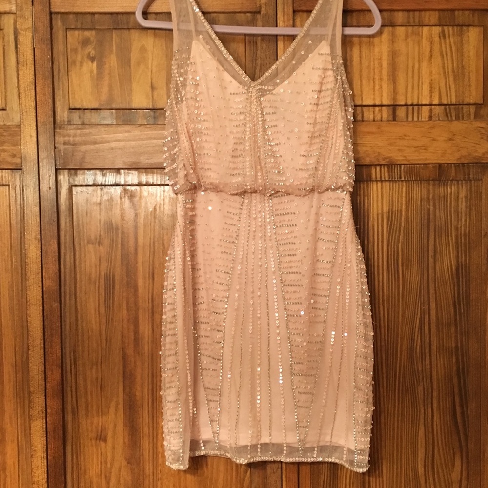 Adrianna Papell Light Pink Beaded Dress!
